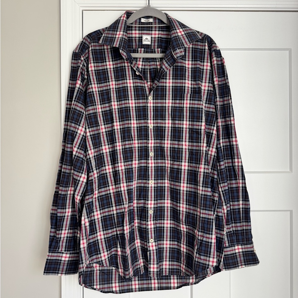 Peter Millar plaid button-down dress shirt